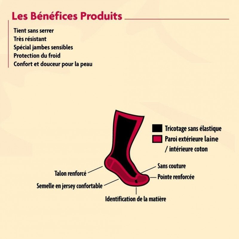 LABONAL Chaussettes Femme Laine JERSEY Prune