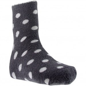 TWINDAY Chaussettes Femme Microfibre FOURRURE POIS Gris