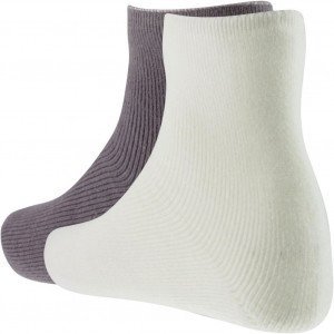 TWINDAY 2 paires Chaussettes Femme Microfibre DOUCEUR Blanc Taupe