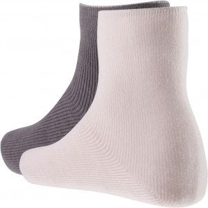TWINDAY 2 paires Chaussettes Femme Microfibre DOUCEUR Rose Taupe