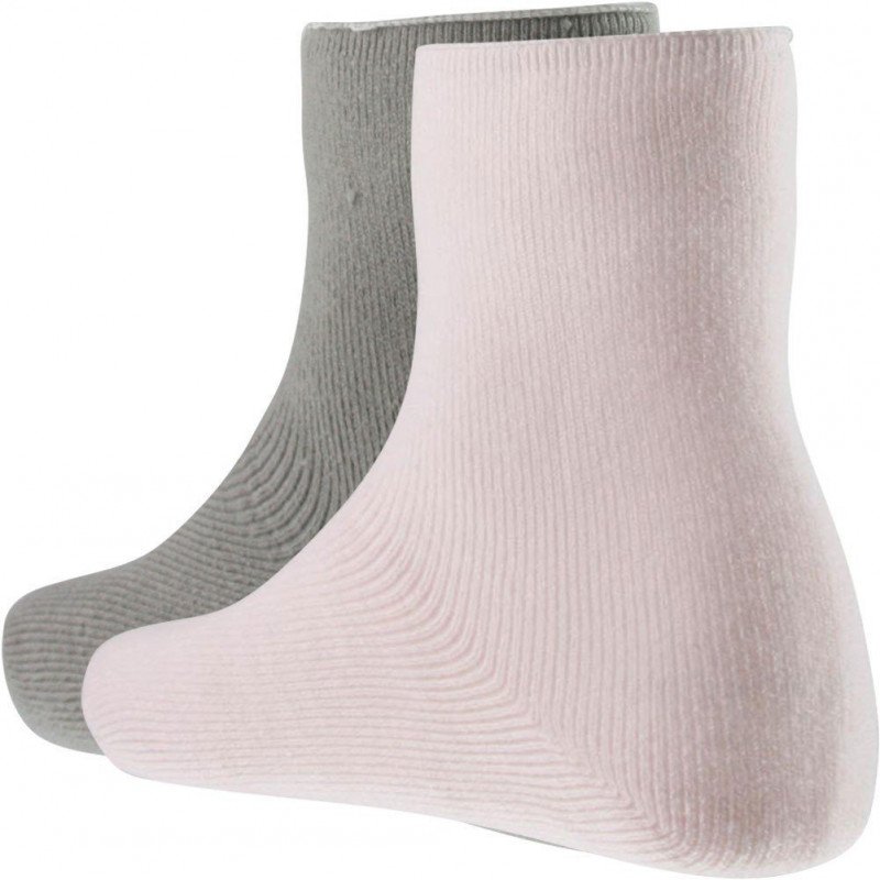 TWINDAY Lot de 2 paires de Chaussettes Femme Microfibre DOUCEUR Rose Gris