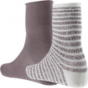 TWINDAY 2 paires Chaussettes Femme Coton RAYUREBETE Blanc Taupe