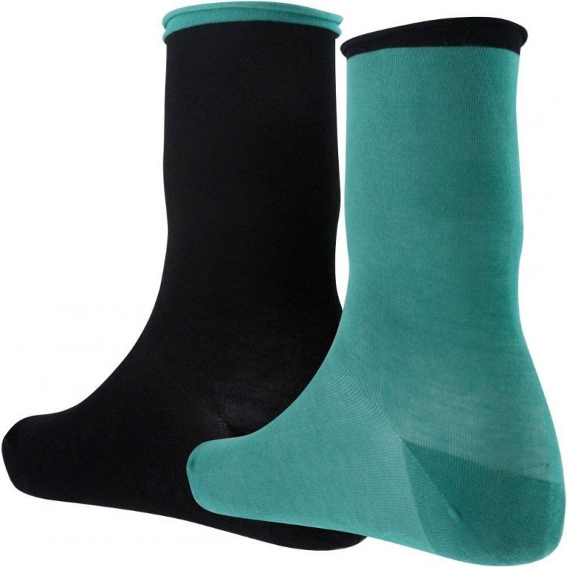 TWINDAY Lot de 2 paires de Chaussettes Femme Coton ROULOTTES Vert Noir