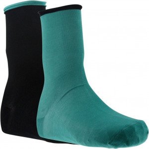 TWINDAY Lot de 2 paires de Chaussettes Femme Coton ROULOTTES Vert Noir