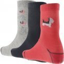 LOT DE 3 Chaussettes Chaussettes Femme SCOTTISH DOG Gris et Rose
