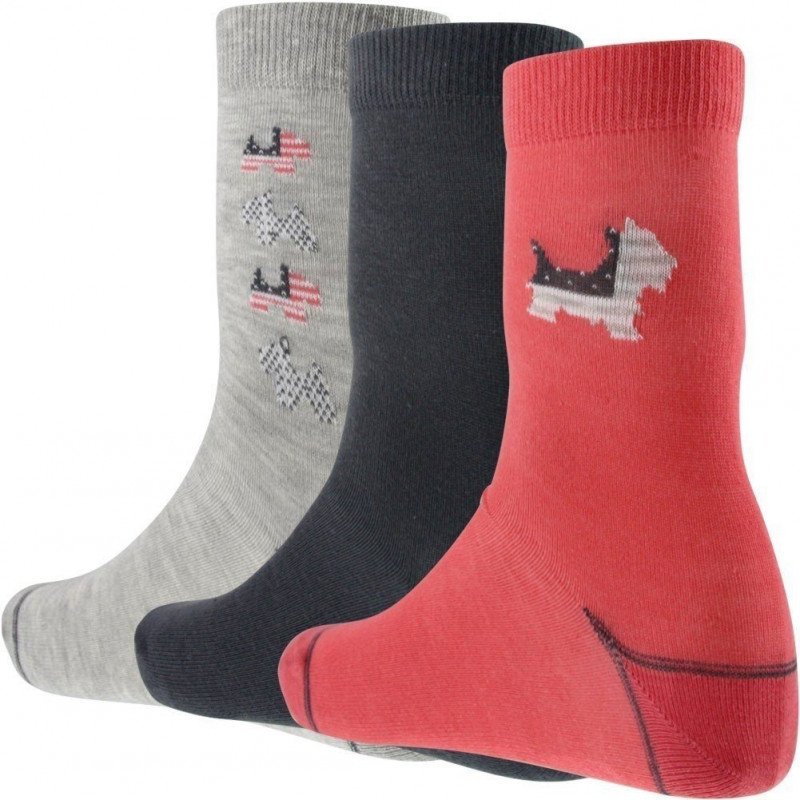 LOT DE 3 Chaussettes Chaussettes Femme SCOTTISH DOG Gris et Rose