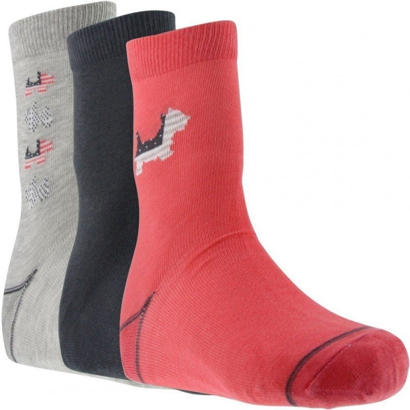 LOT DE 3 Chaussettes Chaussettes Femme SCOTTISH DOG Gris et Rose