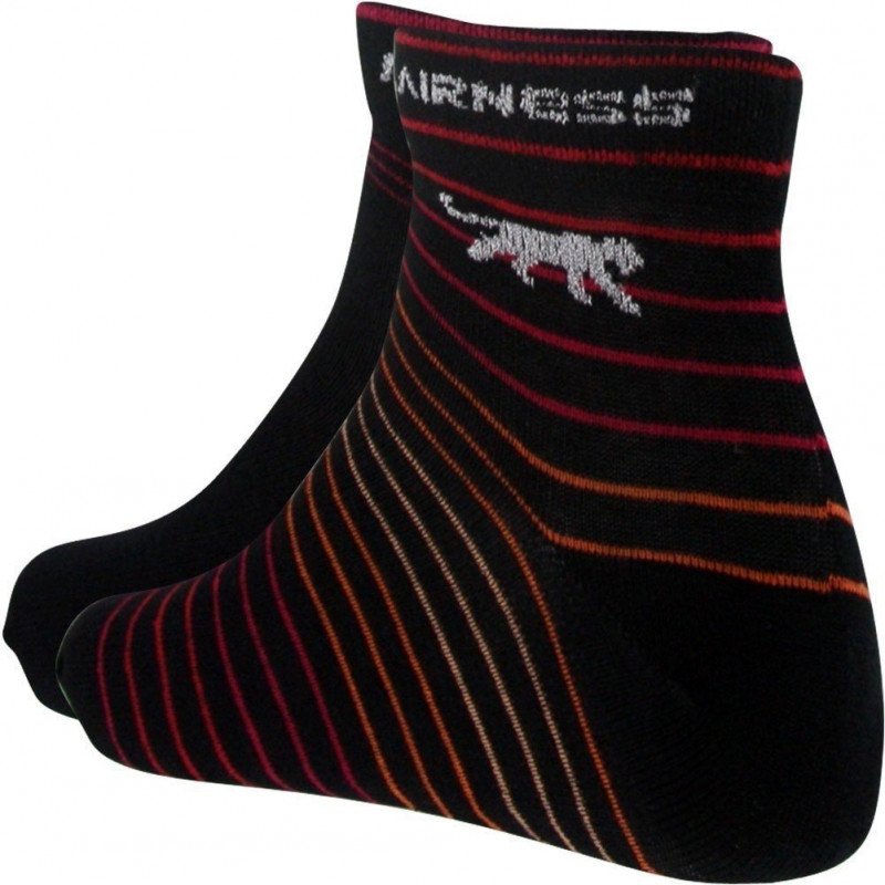 LOT DE 2 Mi-chaussettes Chaussettes Femme STRIPES Noir et Rouge