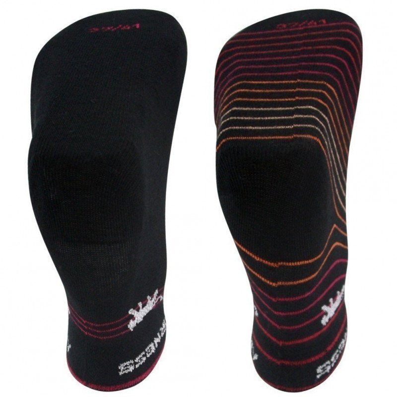 AIRNESS Lot de 2 paires de Mi-chaussettes Femme Coton STRIPES Noir Rayures Rouge