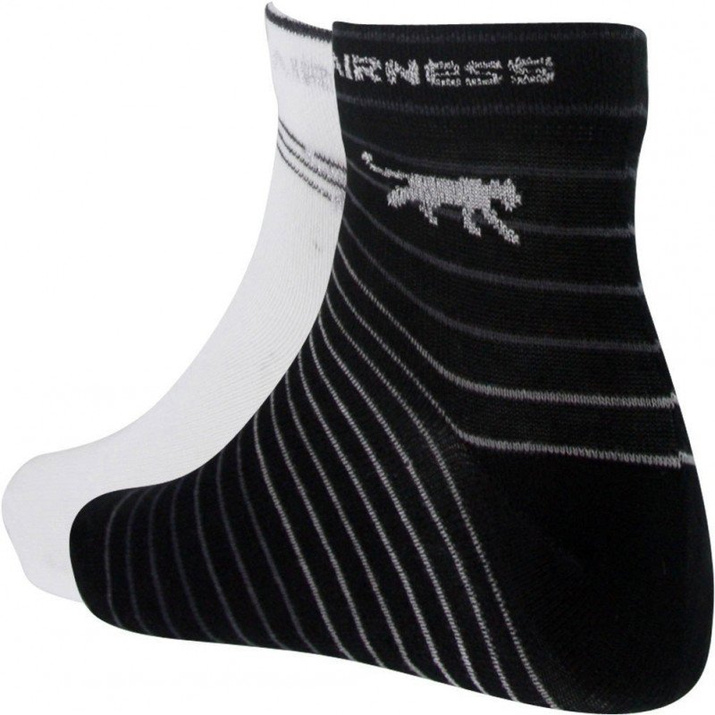 AIRNESS Lot de 2 paires de Mi-chaussettes Femme Coton STRIPES Blanc Rayures Gris