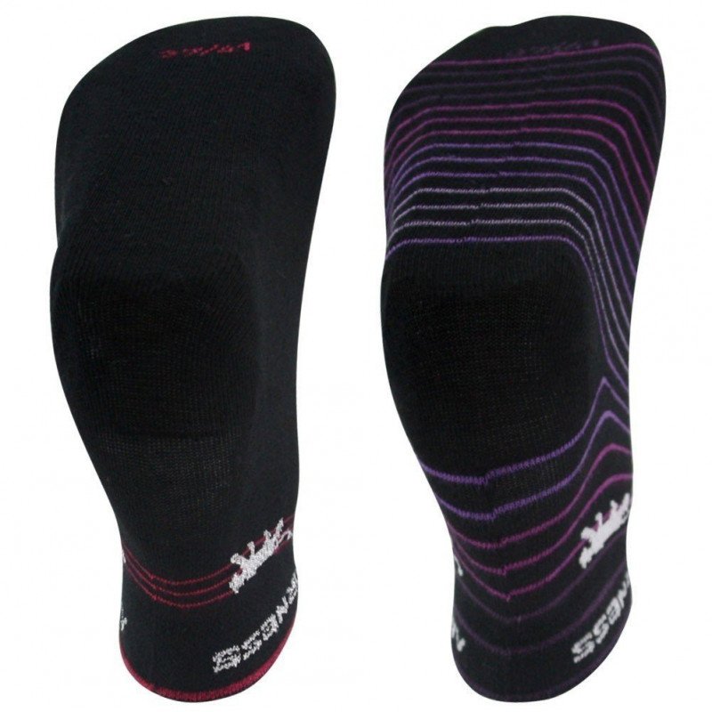 AIRNESS Lot de 2 paires de Mi-chaussettes Femme Coton STRIPES Noir Rayures Violet