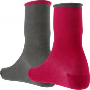 TWINDAY 2 paires Chaussettes Femme Coton ROULOTTES Fuchsia Gris