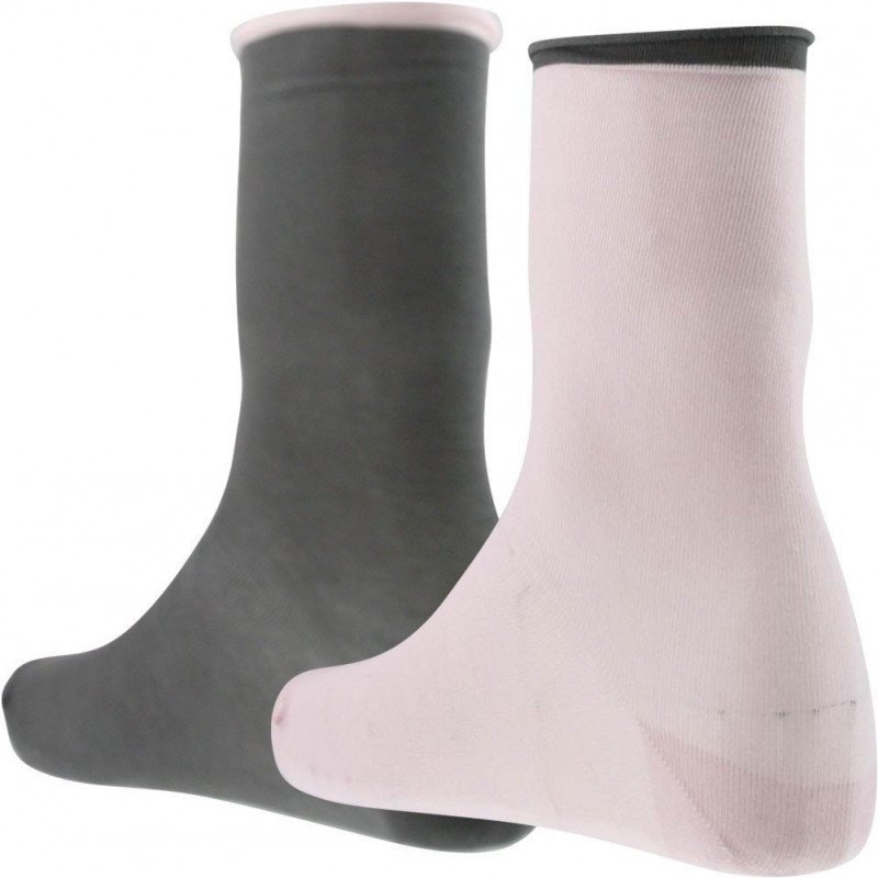 TWINDAY Lot de 2 paires de Chaussettes Femme Coton ROULOTTES Rose pâle Gris