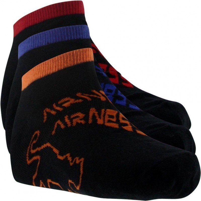 AIRNESS Lot de 3 paires de Socquettes Homme Coton LARGEPANT Noir