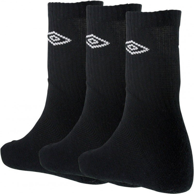 UMBRO Lot de 3 paires de Chaussettes Homme Coton TENNIS Noir