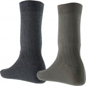 ATHENA 2 paires de Chaussettes Homme Coton LESUNIES Gris Kaki