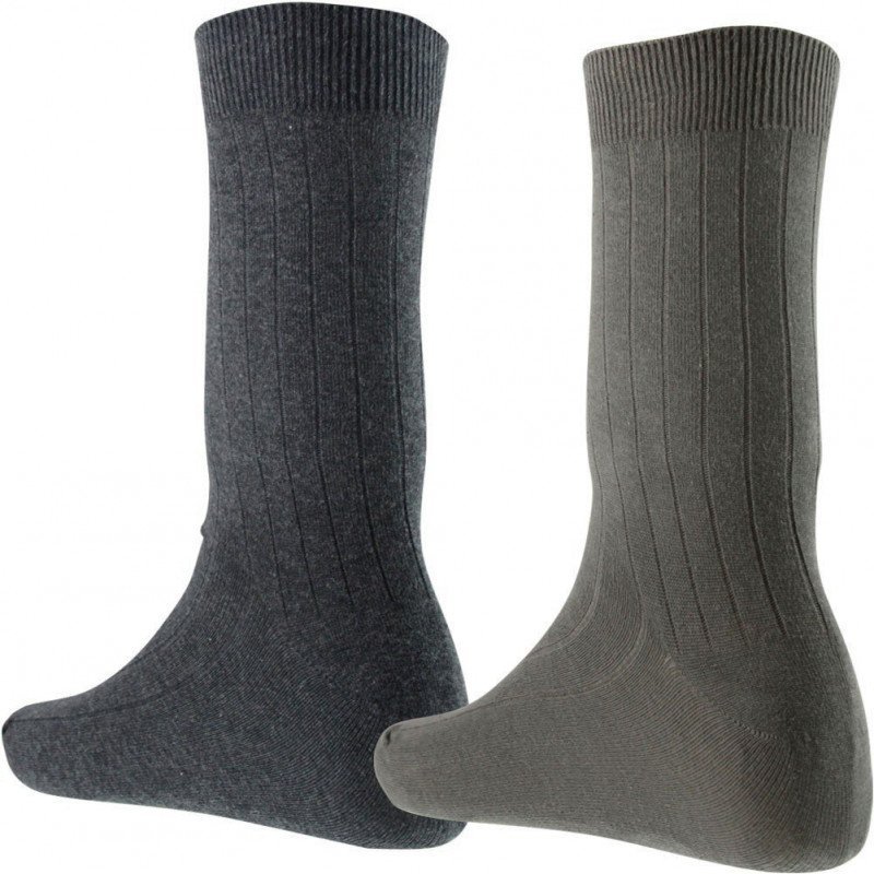 LOT DE 2 Chaussettes Chaussettes Homme Gris et Kaki