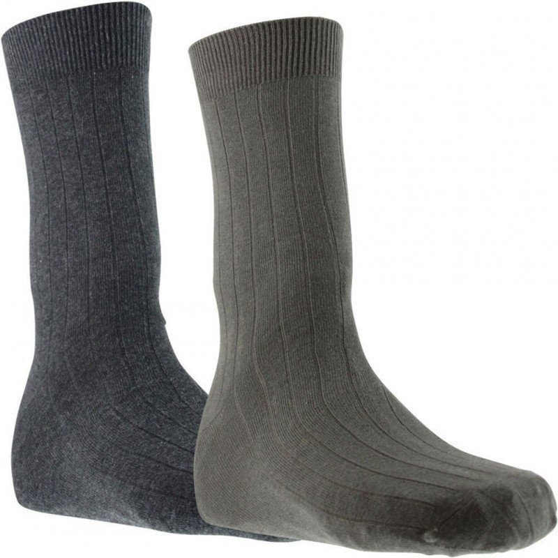 LOT DE 2 Chaussettes Chaussettes Homme Gris et Kaki