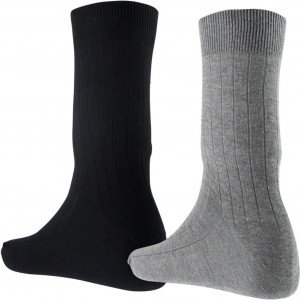 ATHENA Lot de 2 paires de Chaussettes Homme Coton COTES Gris Noir