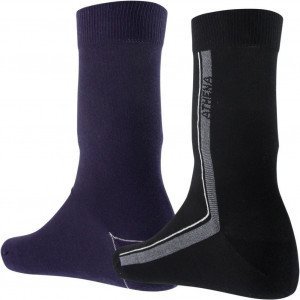 ATHENA 2 paires de Chaussettes Homme Coton JACQUARD Noir Marine