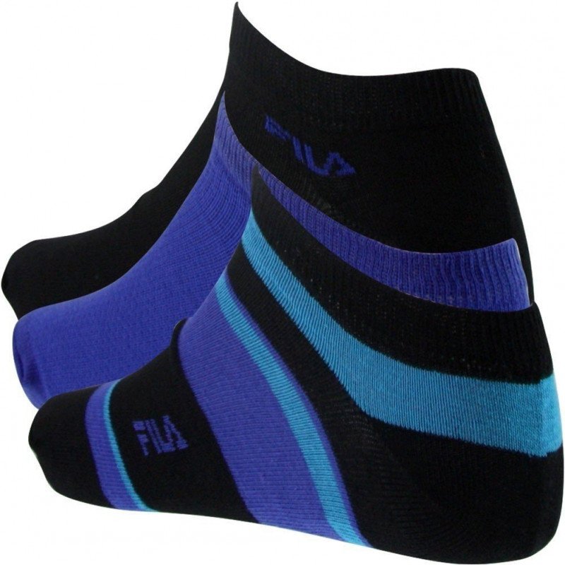 FILA Lot de 3 paires de Socquettes Homme Coton LARGE Turquoise Roi Noir