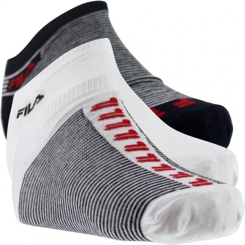 FILA Lot de 3 paires de Socquettes Homme Coton RAYURES Rouge Blanc Marine