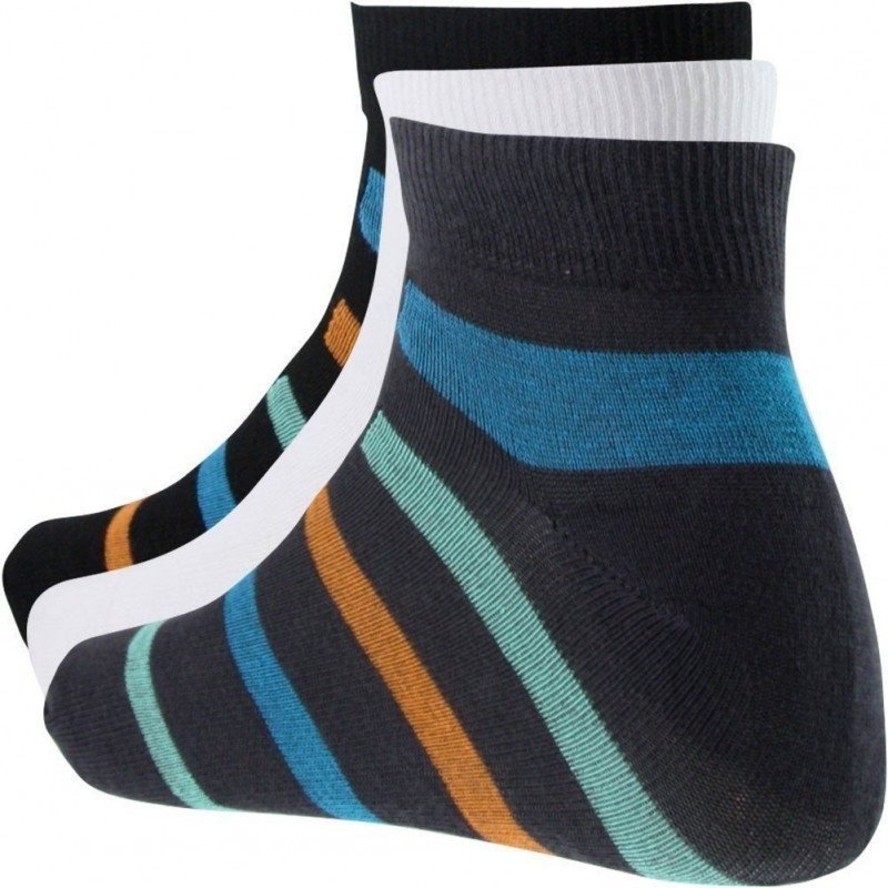 LOT DE 3 Mi-chaussettes Chaussettes Homme RAYURES Noir et Anthracite