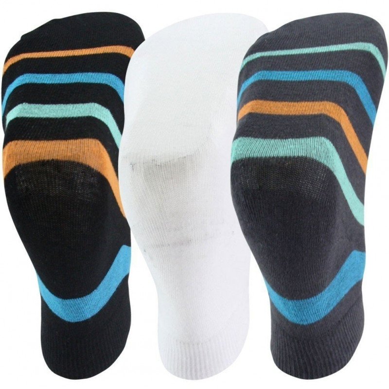 LOT DE 3 Mi-chaussettes Chaussettes Homme RAYURES Noir et Anthracite