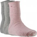 CALVIN KLEIN Lot de 3 paires de Chaussettes Femme Coton ROULETTES Rose Gris