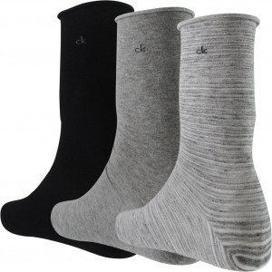 CALVIN KLEIN 3 paires chaussettes Femme Coton ROULETTES Gris Noir