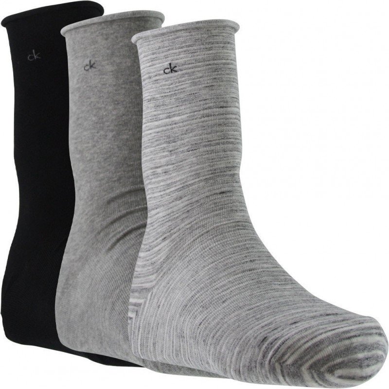 LOT DE 3 Chaussettes Chaussettes Femme ROULETTES Gris et Noir