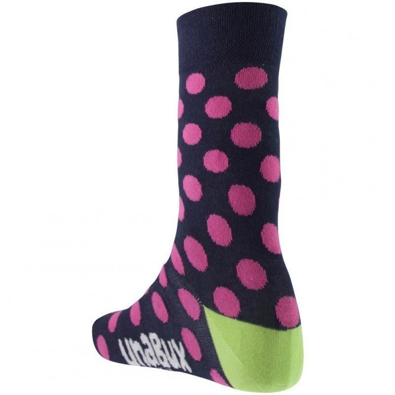 UNABUX Chaussettes Mixte Coton POIS Marine Rose