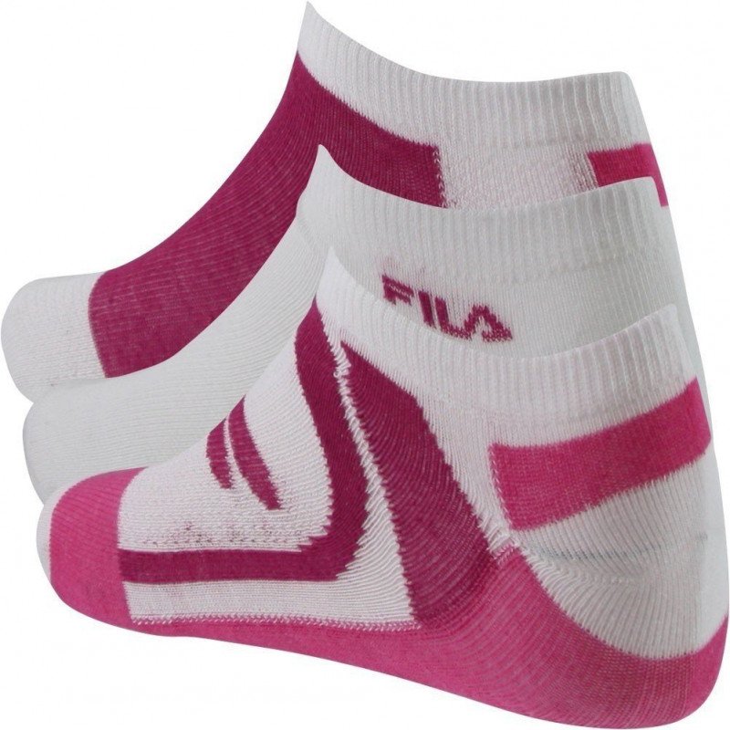 FILA Lot de 3 paires de Socquettes Femme Coton MOTIF Blanc Rose