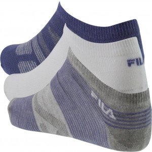 FILA 3 paires Socquettes Femme Coton FINERAYURE Violet Blanc Gris