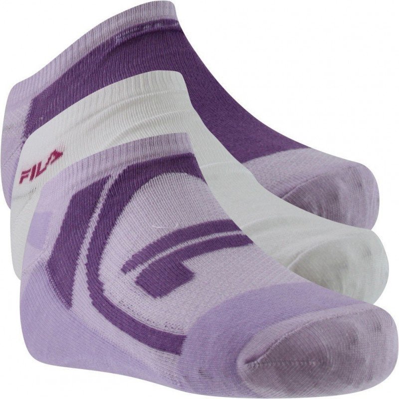 FILA Lot de 3 paires de Socquettes Femme Coton MOTIF Parme Blanc