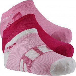 FILA 3 paires de Socquettes Femme Coton FINES RAYURES Rose Blanc