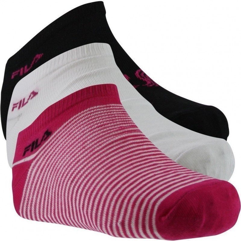 FILA Lot de 3 paires de Socquettes Femme Coton FORME Noir Blanc Rose