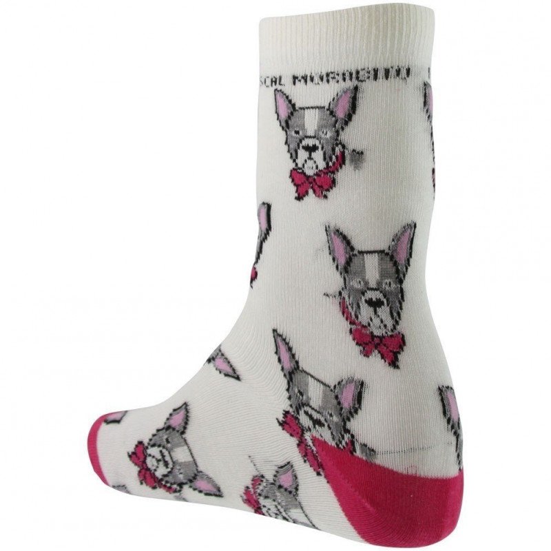 PASCAL MORABITO Chaussettes Femme Coton CHIEN Beige Rose