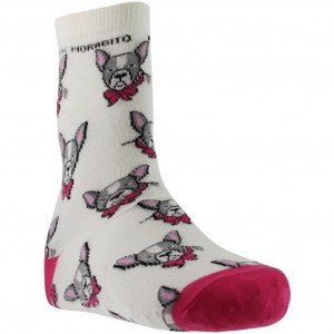 PASCAL MORABITO Chaussettes Femme Coton CHIEN Beige Rose