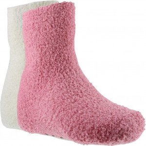 TWINDAY Lot de 2 paires de Chaussettes Fille Microfibre LESABS Blanc Rose