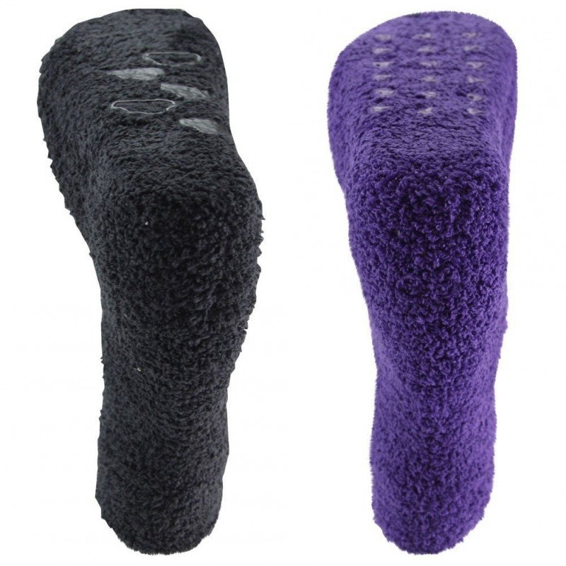 TWINDAY Lot de 2 paires de Chaussettes Fille Microfibre LESABS Noir Violet