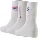 TWINDAY Lot de 3 paires de Chaussettes Femme RAYURES SPORT Blanc Rose