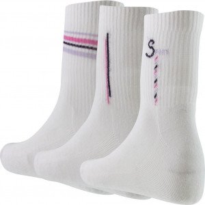 TWINDAY 3 paires de Chaussettes Femme RAYURES SPORT Blanc Rose