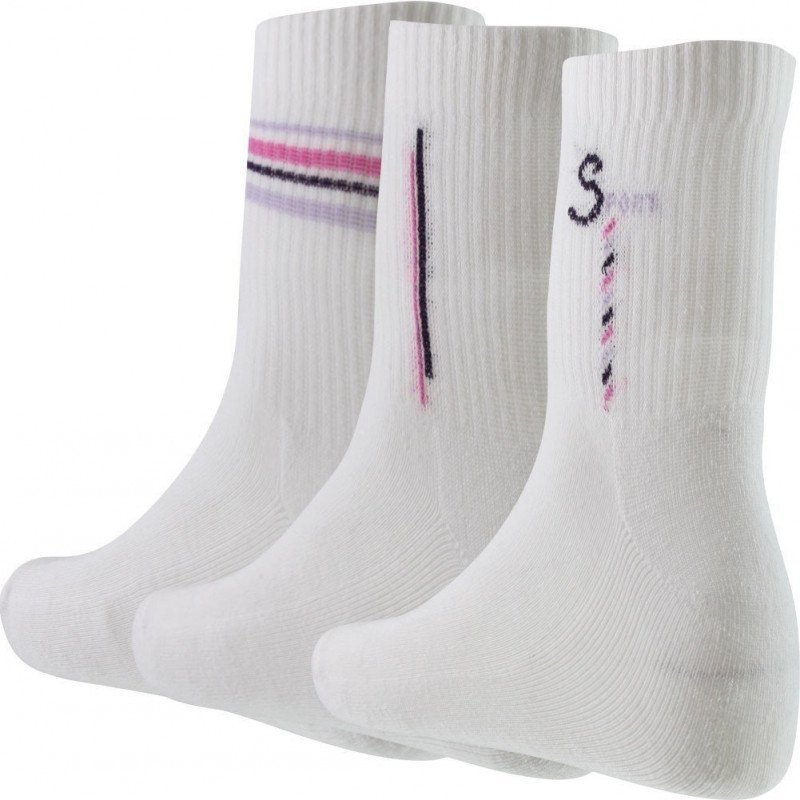 TWINDAY Lot de 3 paires de Chaussettes Femme RAYURES SPORT Blanc Rose