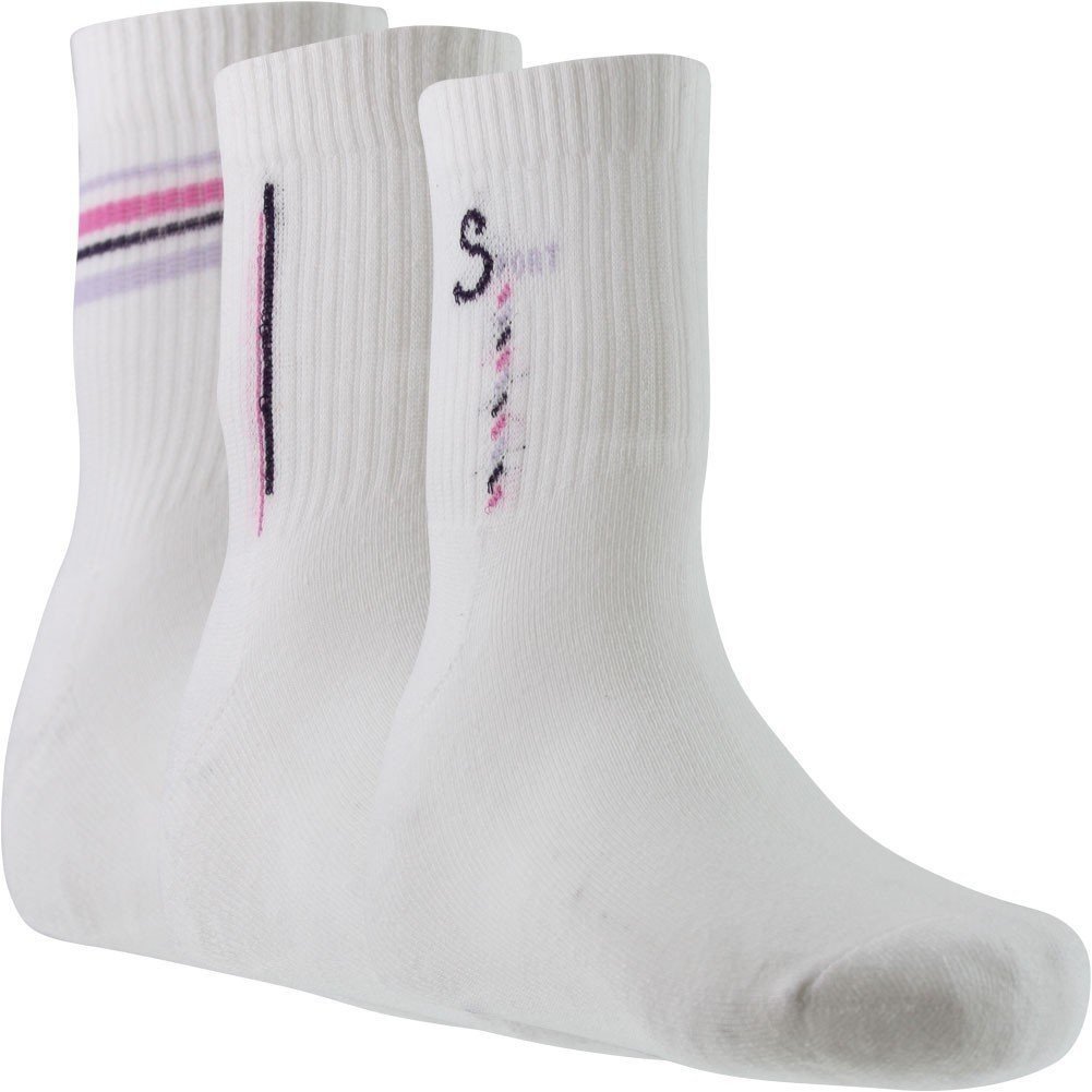 Chaussettes | Lot de 3 chaussettes sport à message et bandes lur - Blanc  Blanc | BIZZBEE Femme