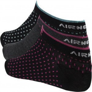 AIRNESS 3 paires de Socquettes Fille Coton BORD PANTHERE Noir