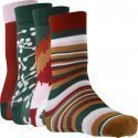 PULL IN Lot de 4 paires de Chaussettes Mixte Coton PACK10 Vert Rouge Marron