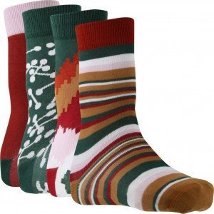 PULL IN Lot de 4 paires de Chaussettes Mixte Coton PACK10 Vert Rouge Marron