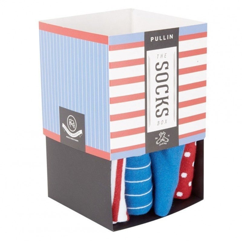 LOT DE 4 Chaussettes Chaussettes Mixte PACK13 Bleu et Rouge