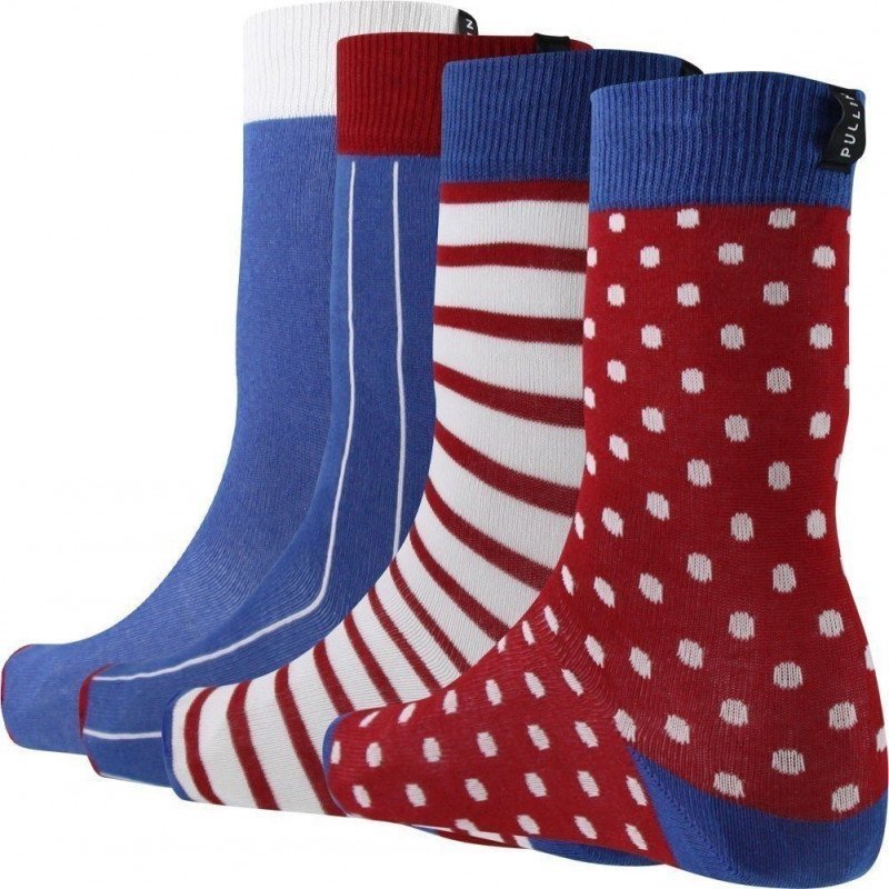 LOT DE 4 Chaussettes Chaussettes Mixte PACK13 Bleu et Rouge